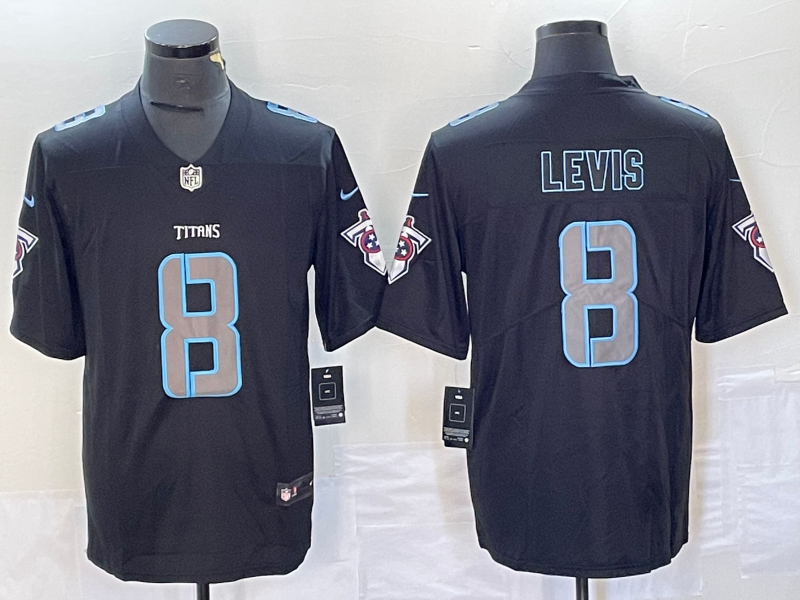 Men's Tennessee Titans Will Levis #8 Black Jersey